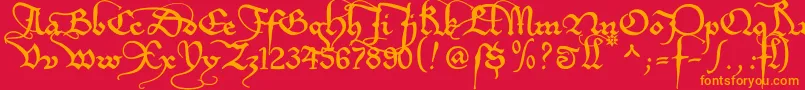 Etboemru Font – Orange Fonts on Red Background