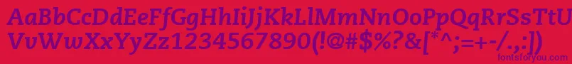 Czcionka PmnCaeciliaLt86HeavyItalic – fioletowe czcionki na czerwonym tle