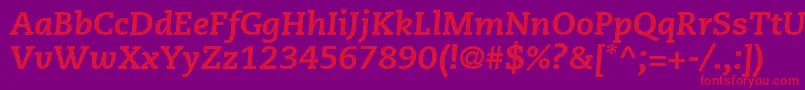 Czcionka PmnCaeciliaLt86HeavyItalic – czerwone czcionki na fioletowym tle