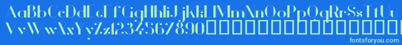 VanityBoldWide Font – Green Fonts on Blue Background