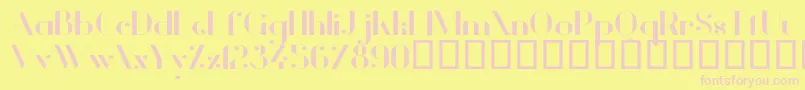フォントVanityBoldWide – ピンクのフォント、黄色の背景