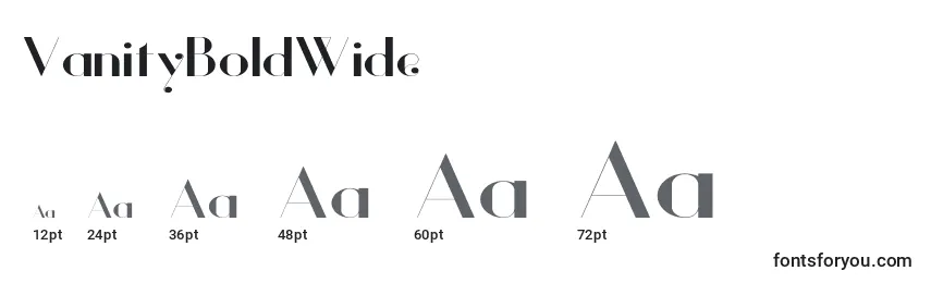 VanityBoldWide Font Sizes