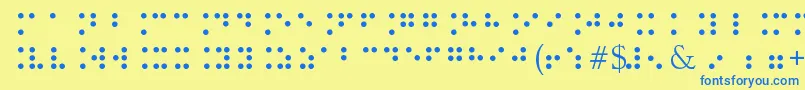 BrailleType-Schriftart – Blaue Schriften auf gelbem Hintergrund