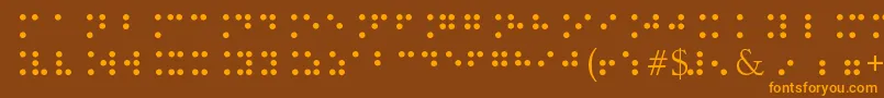 BrailleType-Schriftart – Orangefarbene Schriften auf braunem Hintergrund