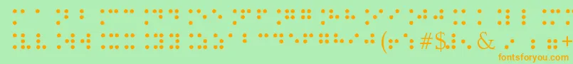 フォントBrailleType – オレンジの文字が緑の背景にあります。