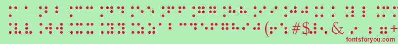 BrailleType-Schriftart – Rote Schriften auf grünem Hintergrund