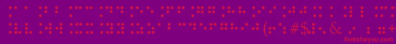 BrailleType-Schriftart – Rote Schriften auf violettem Hintergrund