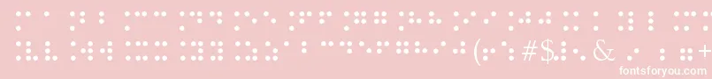 BrailleType-Schriftart – Weiße Schriften auf rosa Hintergrund