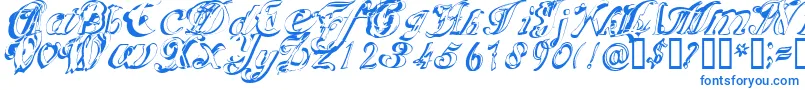 Scric-Schriftart – Blaue Schriften auf weißem Hintergrund