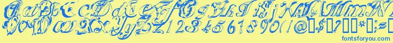 Scric Font – Blue Fonts on Yellow Background