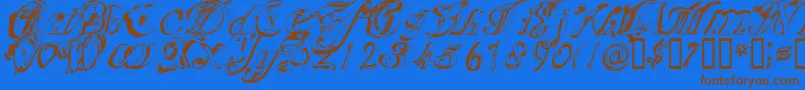 Scric Font – Brown Fonts on Blue Background