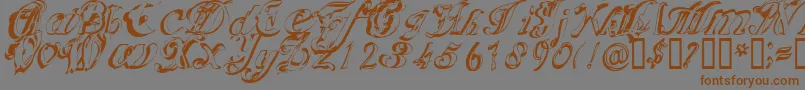 フォントScric – 茶色の文字が灰色の背景にあります。