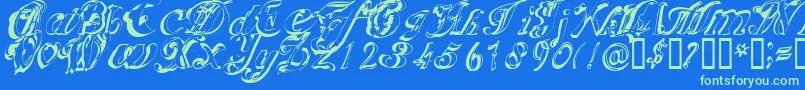 Scric Font – Green Fonts on Blue Background