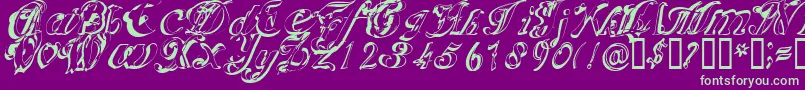Scric Font – Green Fonts on Purple Background