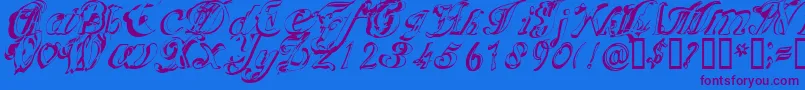 Scric Font – Purple Fonts on Blue Background