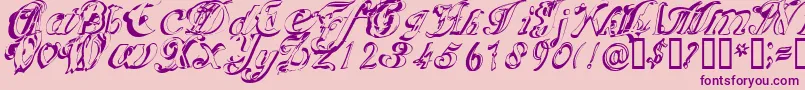 Police Scric – polices violettes sur fond rose