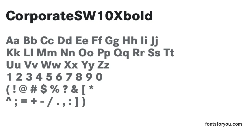 Шрифт CorporateSW10Xbold – алфавит, цифры, специальные символы