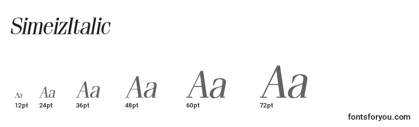 SimeizItalic Font Sizes