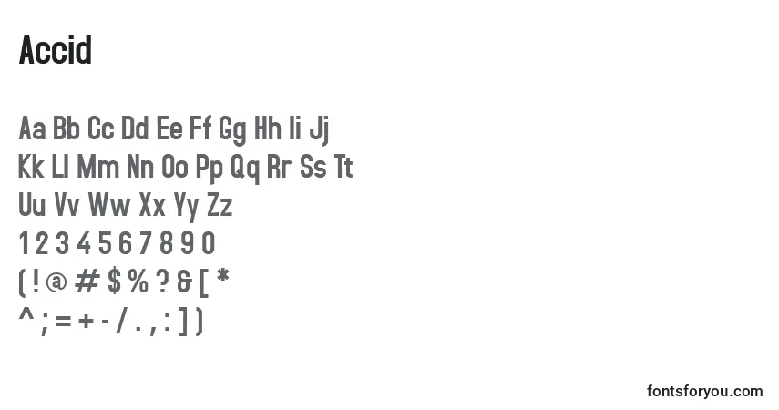 Fuente Accid - alfabeto, números, caracteres especiales