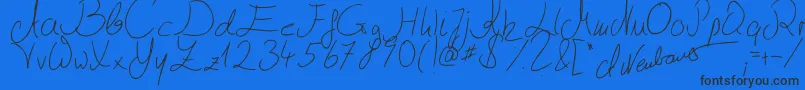 Julliscriptum2-Schriftart – Schwarze Schriften auf blauem Hintergrund
