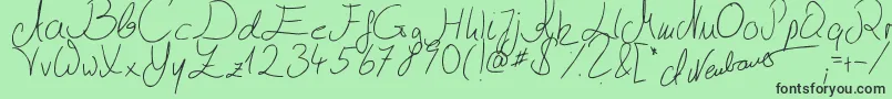 フォントJulliscriptum2 – 緑の背景に黒い文字