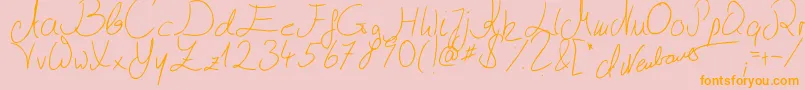 Julliscriptum2-Schriftart – Orangefarbene Schriften auf rosa Hintergrund