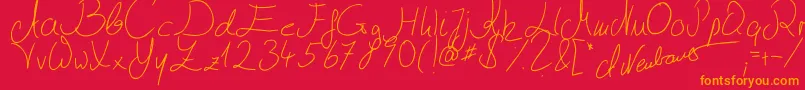 Fonte Julliscriptum2 – fontes laranjas em um fundo vermelho