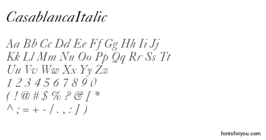 CasablancaItalicフォント–アルファベット、数字、特殊文字