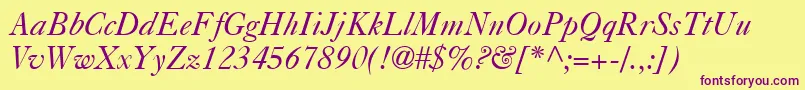 CasablancaItalic Font – Purple Fonts on Yellow Background