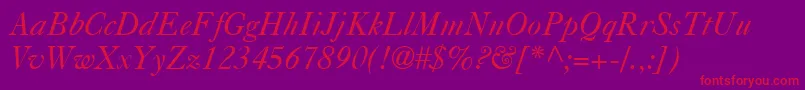 フォントCasablancaItalic – 紫の背景に赤い文字