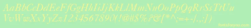 CasablancaItalic Font – Yellow Fonts on Green Background