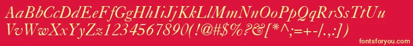CasablancaItalic-fontti – keltaiset fontit punaisella taustalla