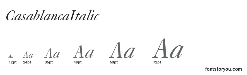 CasablancaItalic Font Sizes