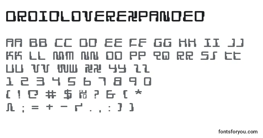 A fonte DroidLoverExpanded – alfabeto, números, caracteres especiais