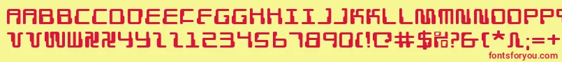 フォントDroidLoverExpanded – 赤い文字の黄色い背景