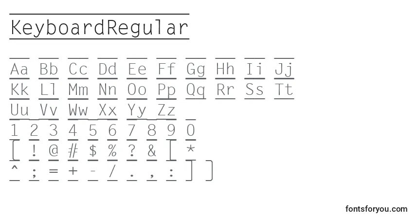 Fuente KeyboardRegular - alfabeto, números, caracteres especiales