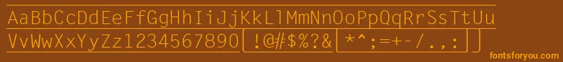 KeyboardRegular-Schriftart – Orangefarbene Schriften auf braunem Hintergrund