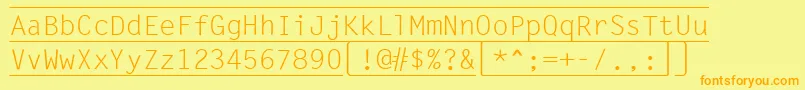 Fonte KeyboardRegular – fontes laranjas em um fundo amarelo