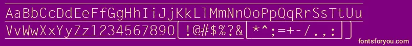 Fonte KeyboardRegular – fontes amarelas em um fundo roxo