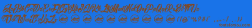 Шрифт BarryKadesPersonaluseonly – коричневые шрифты на синем фоне