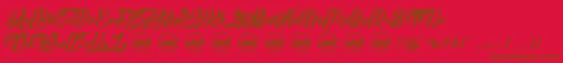 Czcionka BarryKadesPersonaluseonly – brązowe czcionki na czerwonym tle