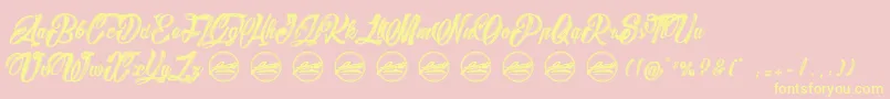 BarryKadesPersonaluseonly-fontti – keltaiset fontit vaaleanpunaisella taustalla