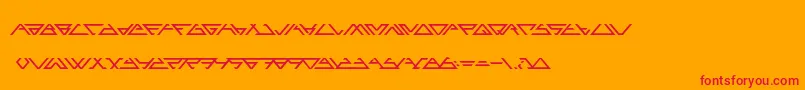 Angled-Schriftart – Rote Schriften auf orangefarbenem Hintergrund