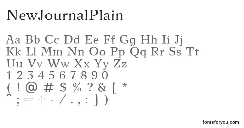Schriftart NewJournalPlain – Alphabet, Zahlen, spezielle Symbole