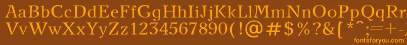 NewJournalPlain-Schriftart – Orangefarbene Schriften auf braunem Hintergrund