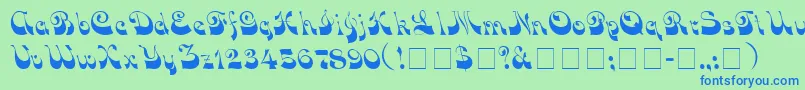 VocoScriptSsi-Schriftart – Blaue Schriften auf grünem Hintergrund