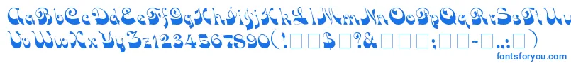 VocoScriptSsi-Schriftart – Blaue Schriften auf weißem Hintergrund