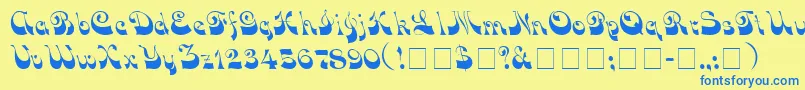 VocoScriptSsi Font – Blue Fonts on Yellow Background