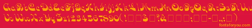Fonte VocoScriptSsi – fontes laranjas em um fundo vermelho