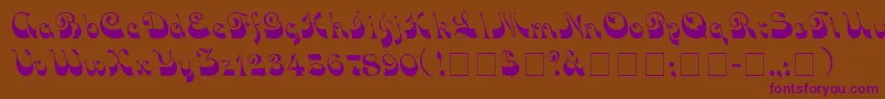 フォントVocoScriptSsi – 紫色のフォント、茶色の背景